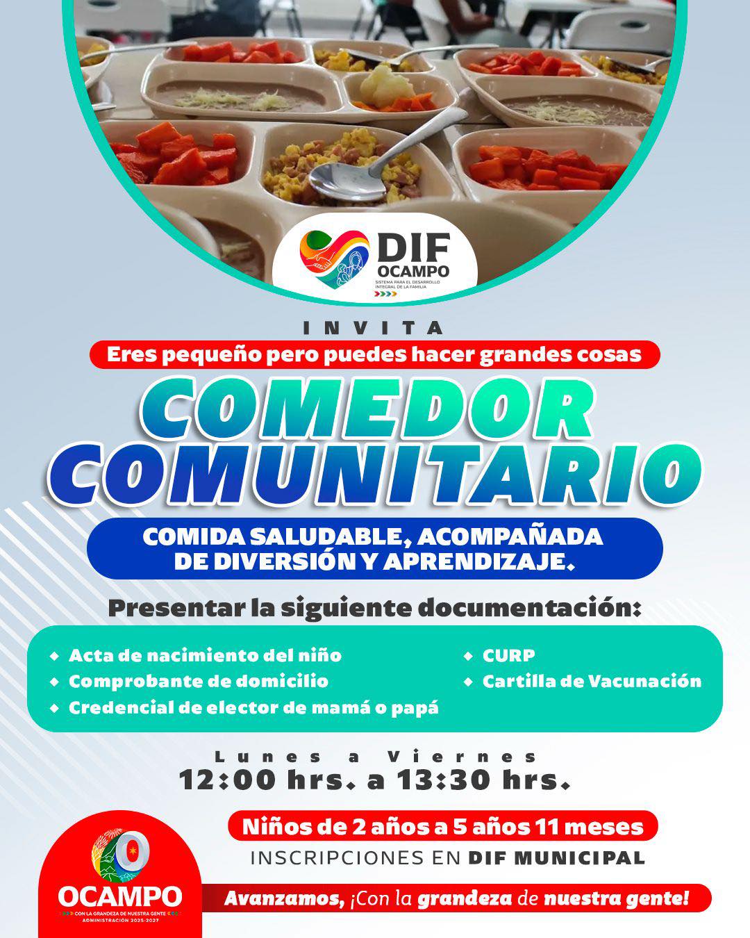 Apoya Adriana alimentación de niñas y niños ocampenses