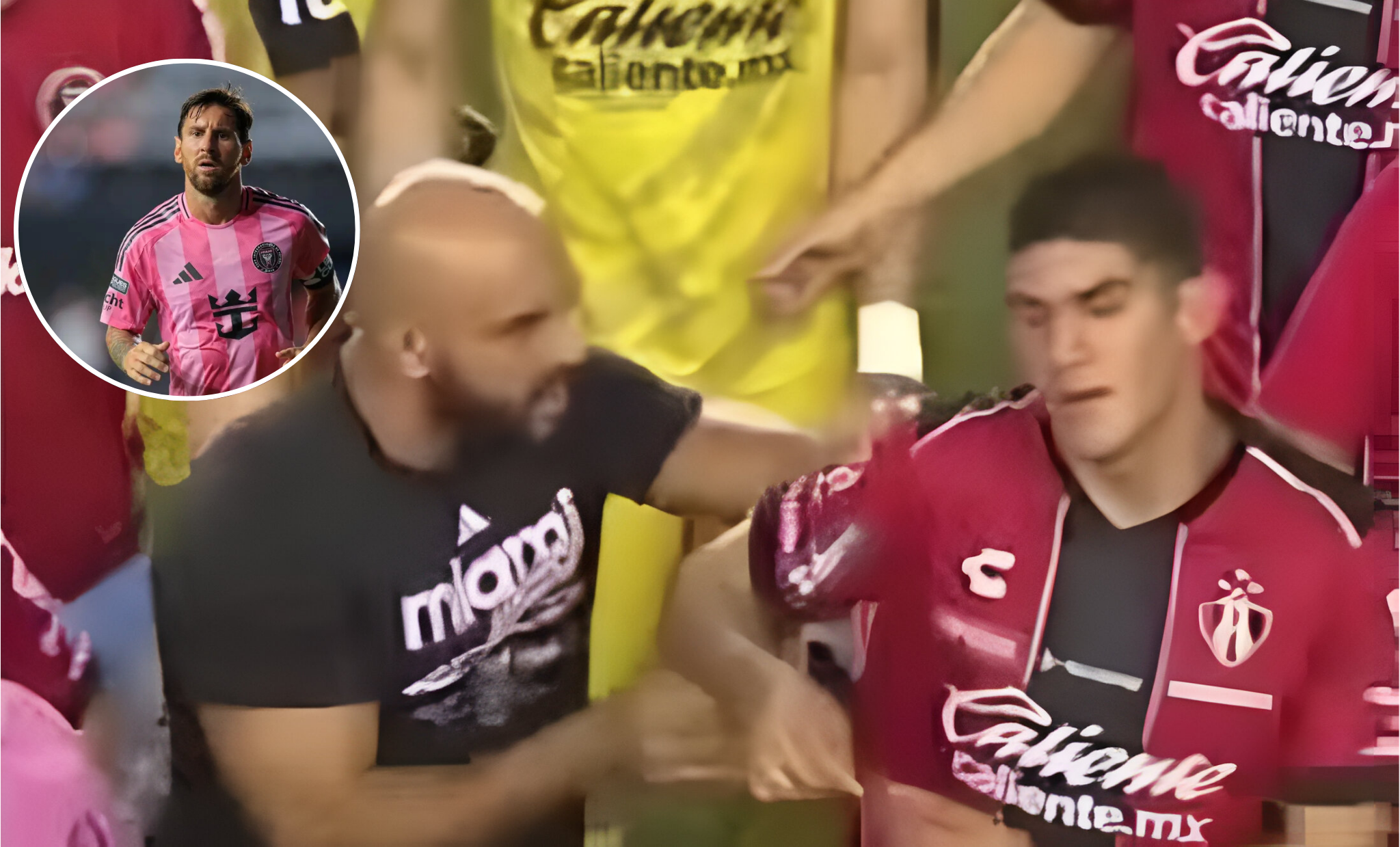 Guardaespaldas de Lionel Messi agrede a futbolista del Atlas; así el tenso momento en plena cancha