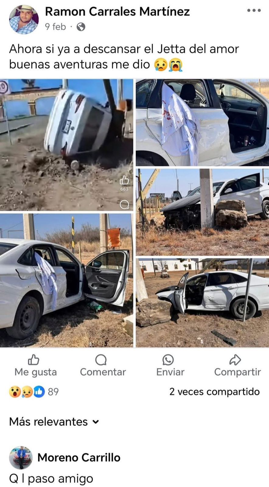 Acumulaba Ramón 2 accidentes viales