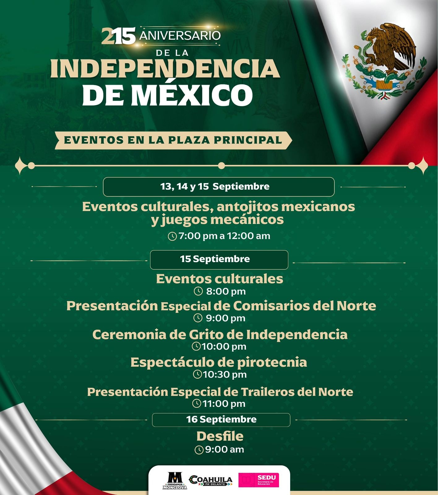 Vivirá Monclova una gran Noche del Grito