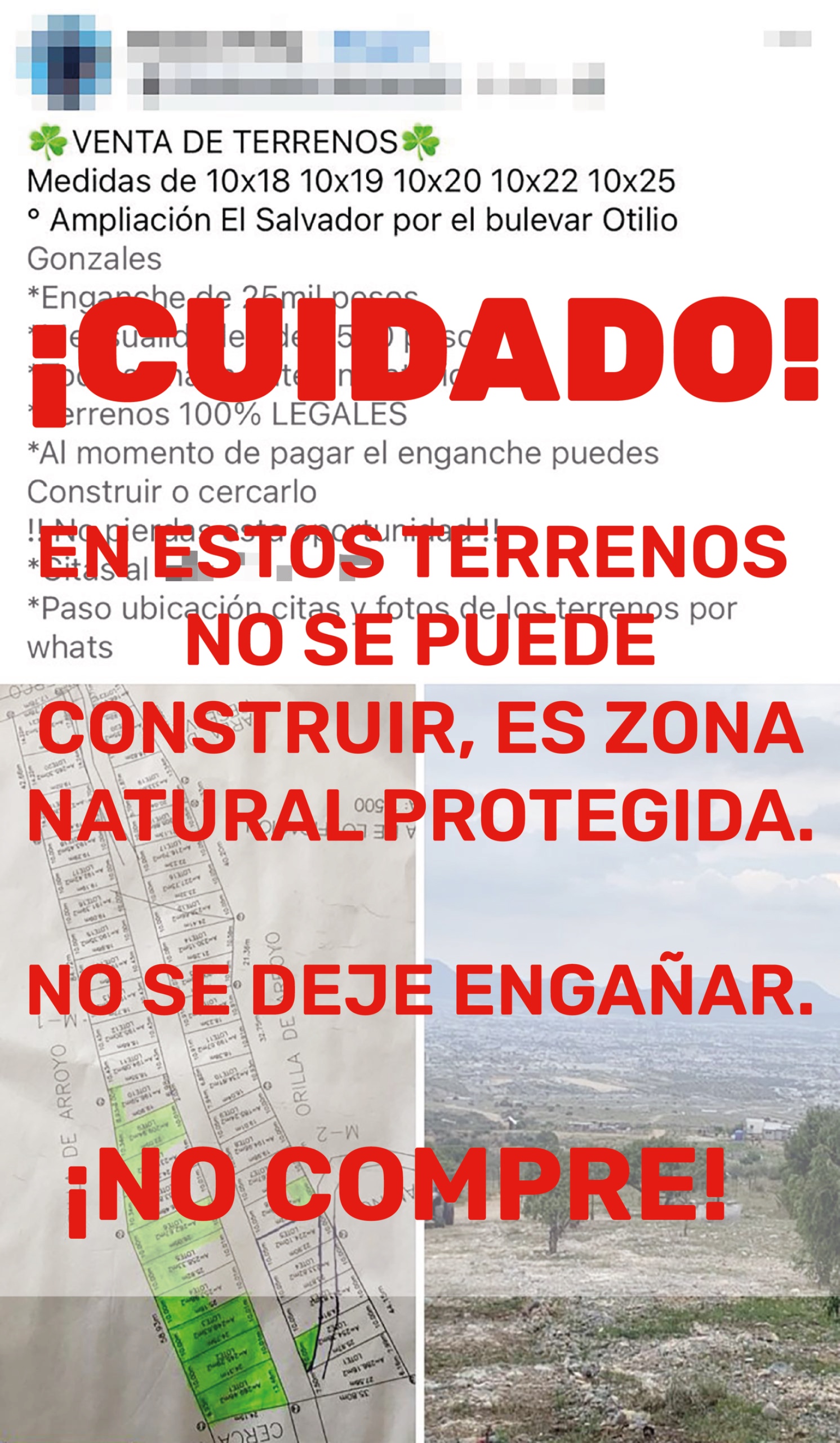 Advierten venta ilegal de terrenos en Saltillo