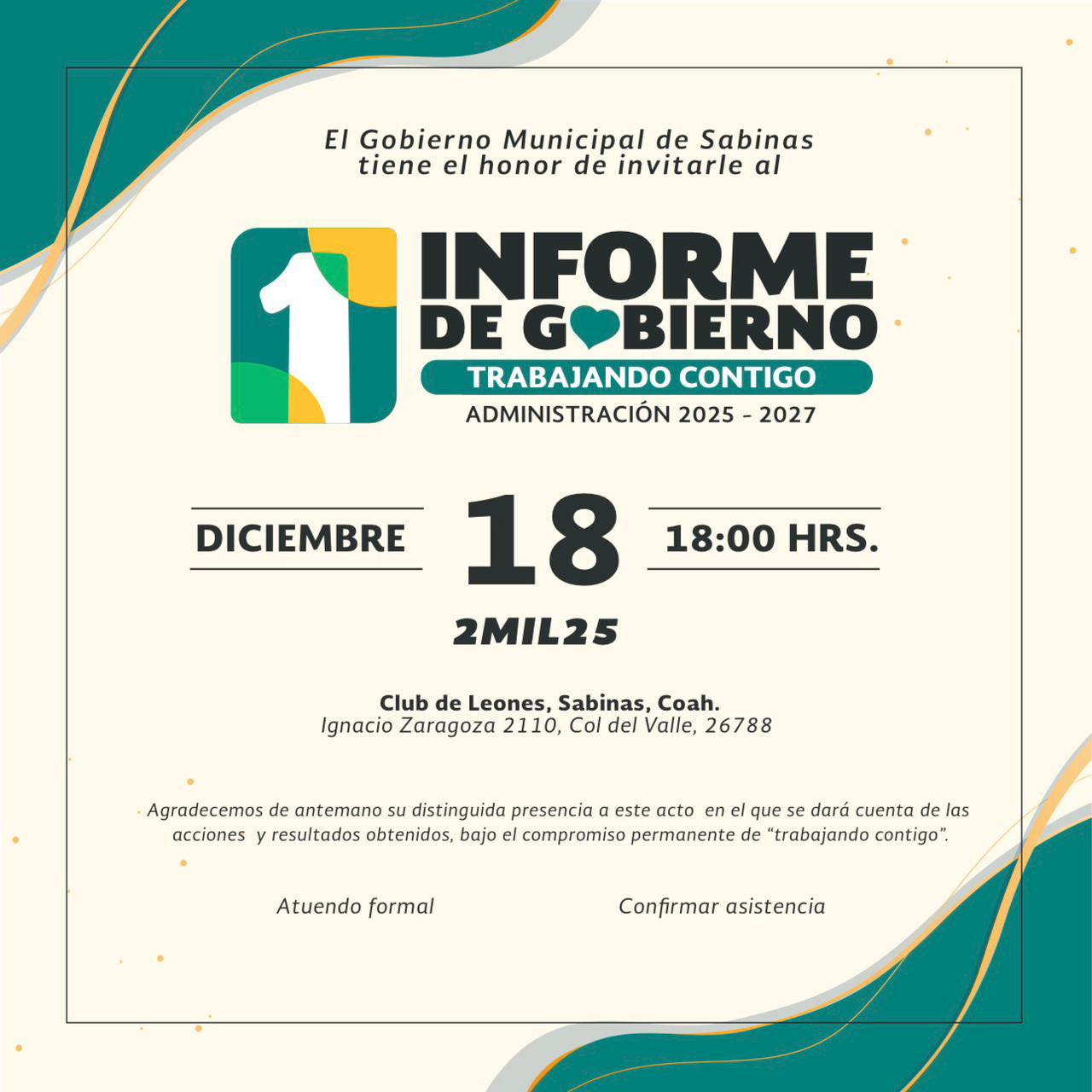 Invita Chano a su Primer Informe