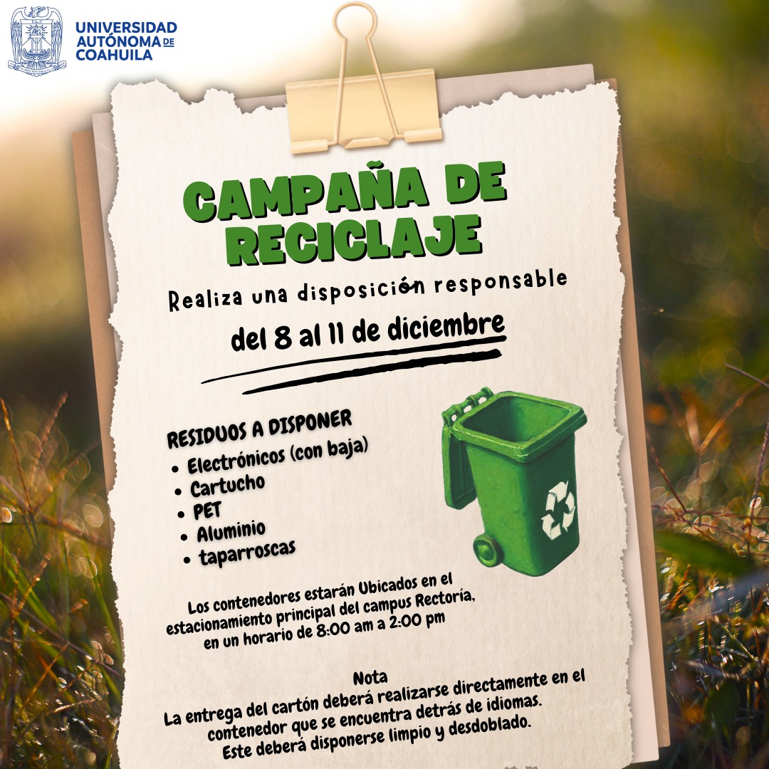 Lanza campaña masiva de reciclaje la UAdeC