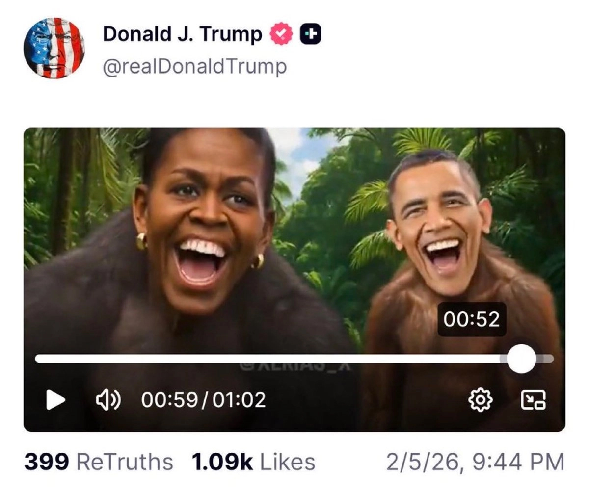 Publica Trump un video racista hacia los Obama