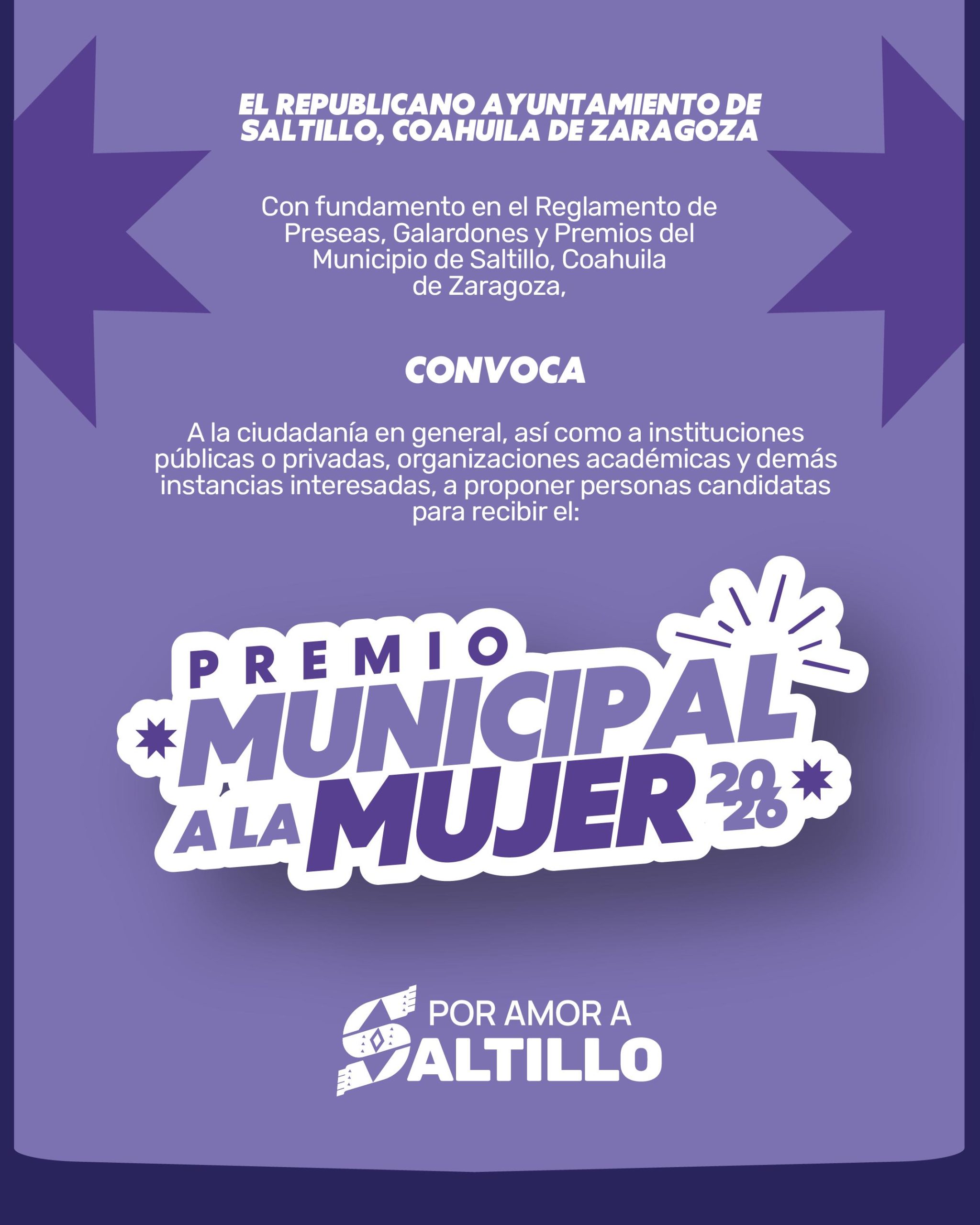 Convoca Saltillo al Premio Municipal a la Mujer 2026
