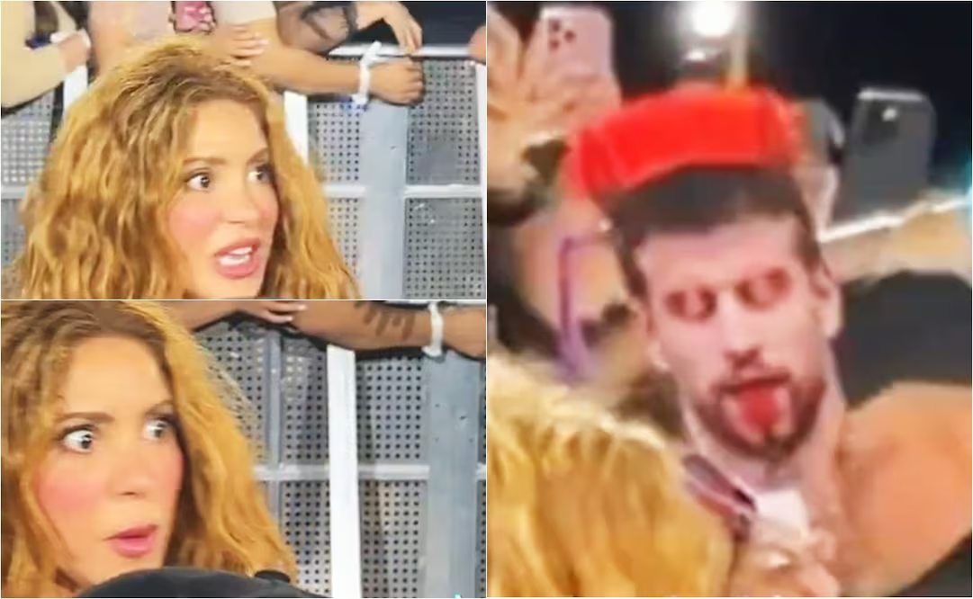 Viralizan reacción de Shakira al ver un cartel con la foto de Piqué en uno de sus conciertos
