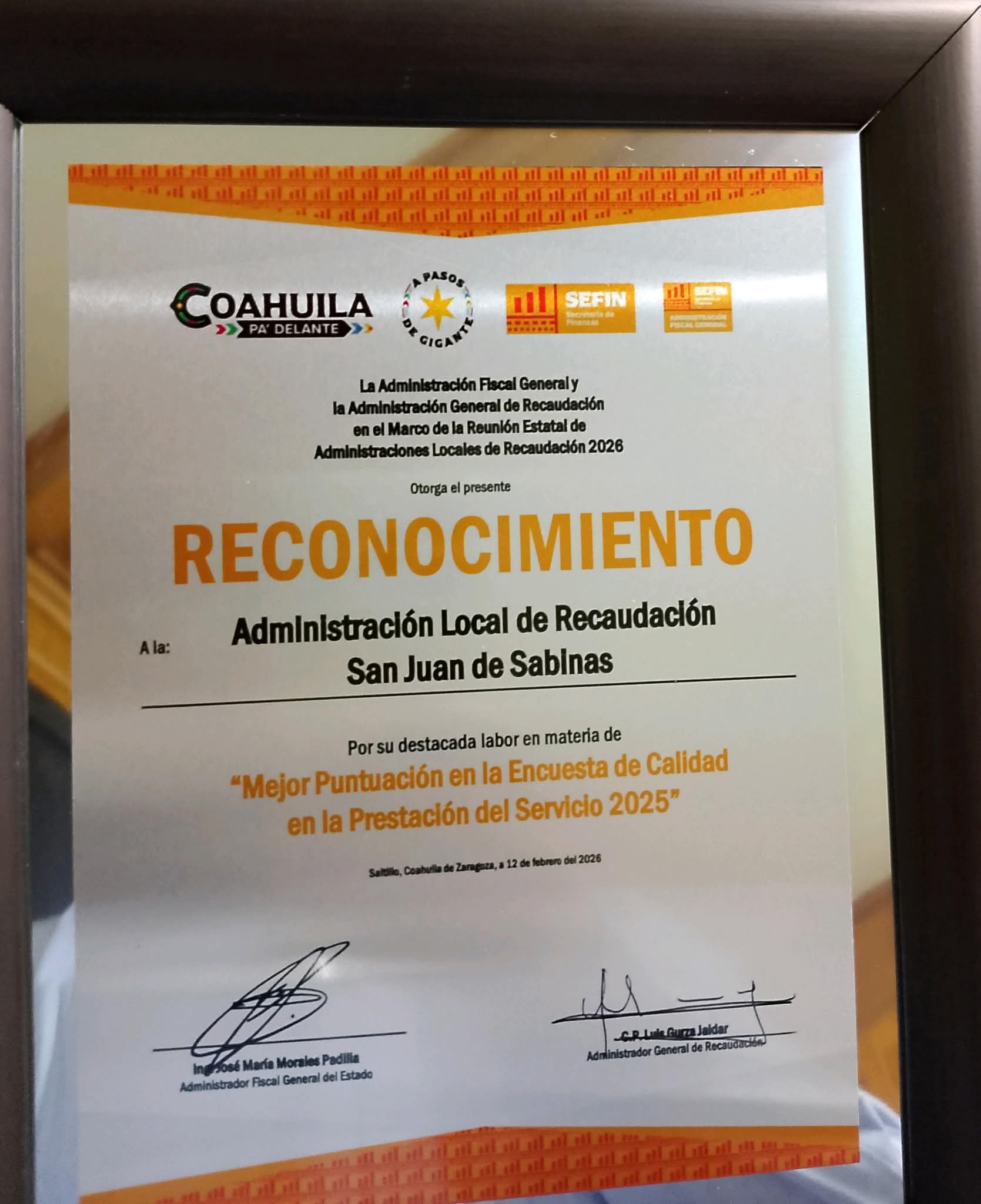 Obtiene 2 reconocimientos Administración de Sabinas