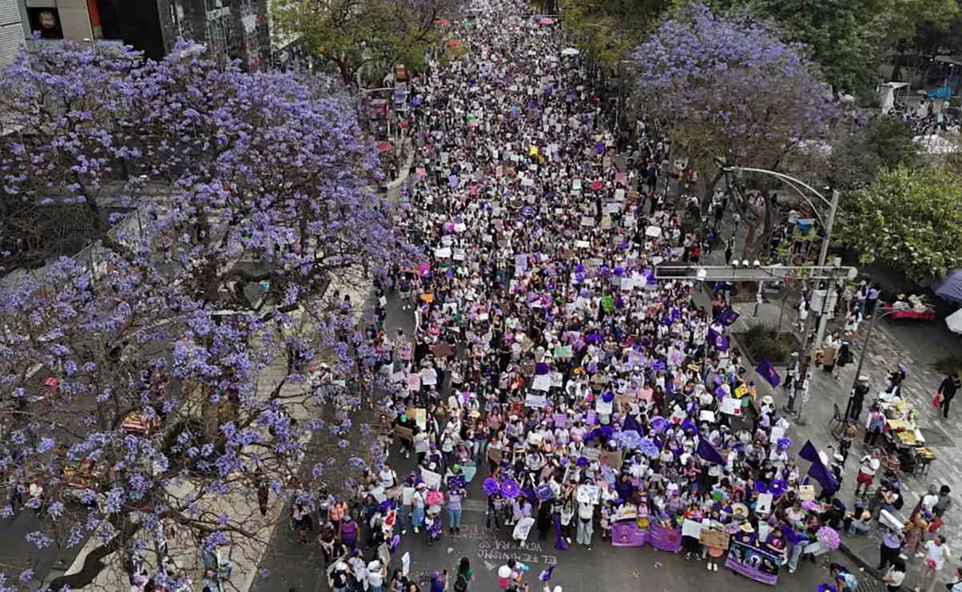Pintan mujeres de morado a México