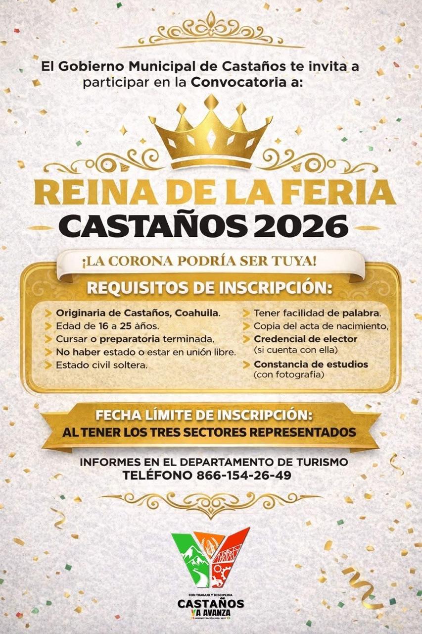 Emiten la Convocatoria para Reina de Feria de Castaños