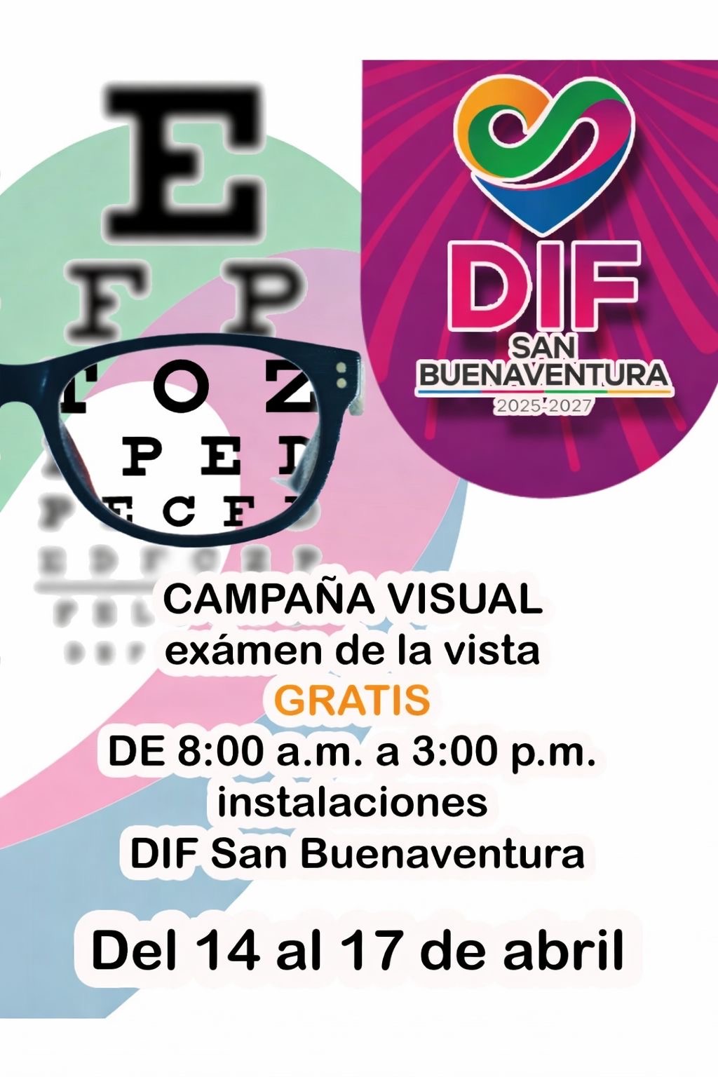 DIF SAN BUENAVENTURA INVITA A CAMPAÑA DE EXAMEN DE LA VISTA