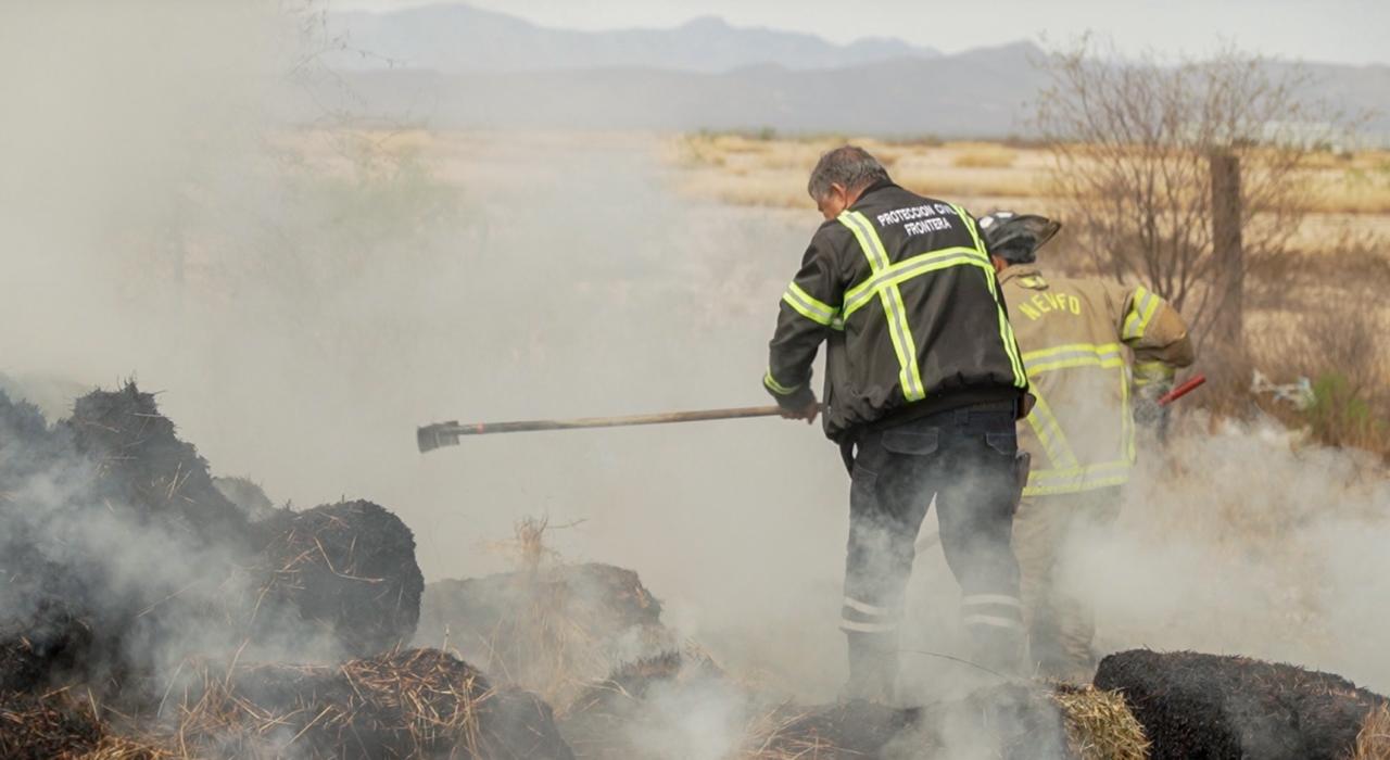 Pronta respuesta de bomberos  y PC sofoca incendio de forraje