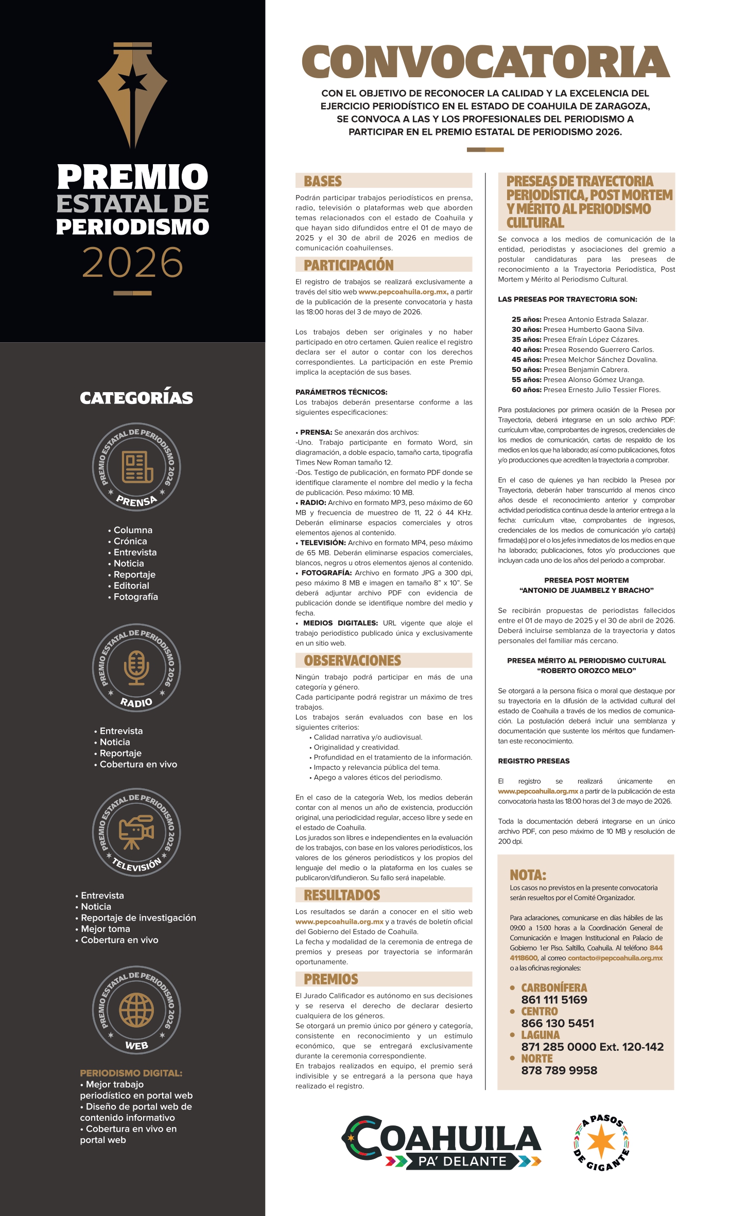 Convocan al Premio Estatal de Periodismo