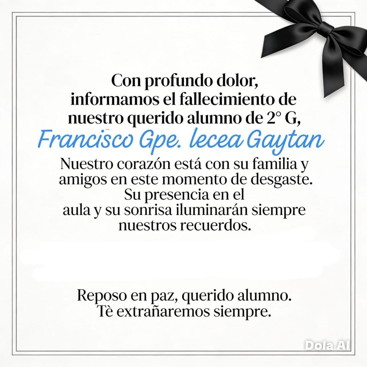 Trágico fin de alumno de la secundaria No. 2