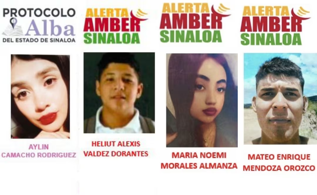 Desaparecen cinco personas en Sinaloa; emiten Alertas Amber y Protocolo Alba en Culiacán, Mazatlán y Elota