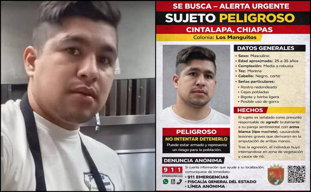 Emiten alerta de búsqueda por hombre que atacó a machet4zos a su esposa en Chiapas; le cortó ambas man0s
