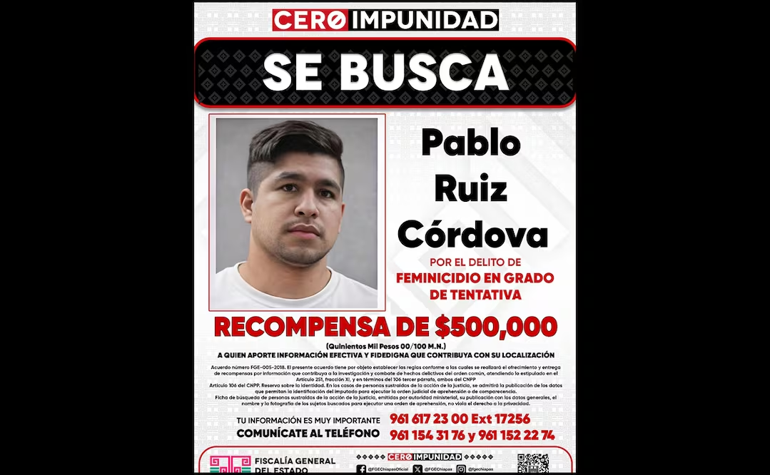 Ofrecen 500 mil pesos para localizar a hombre que atacó a machet4zos a su exesposa en Chiapas; debe ser una prioridad absoluta, señalan organizaciones feministas