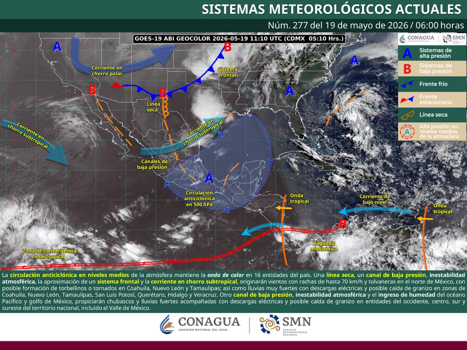 COAHUILA MANTIENE ALERTA POR LLUVIAS FUERTES, VIENTOS INTENSOS Y POSIBLE FORMACIÓN DE TORBELLINOS