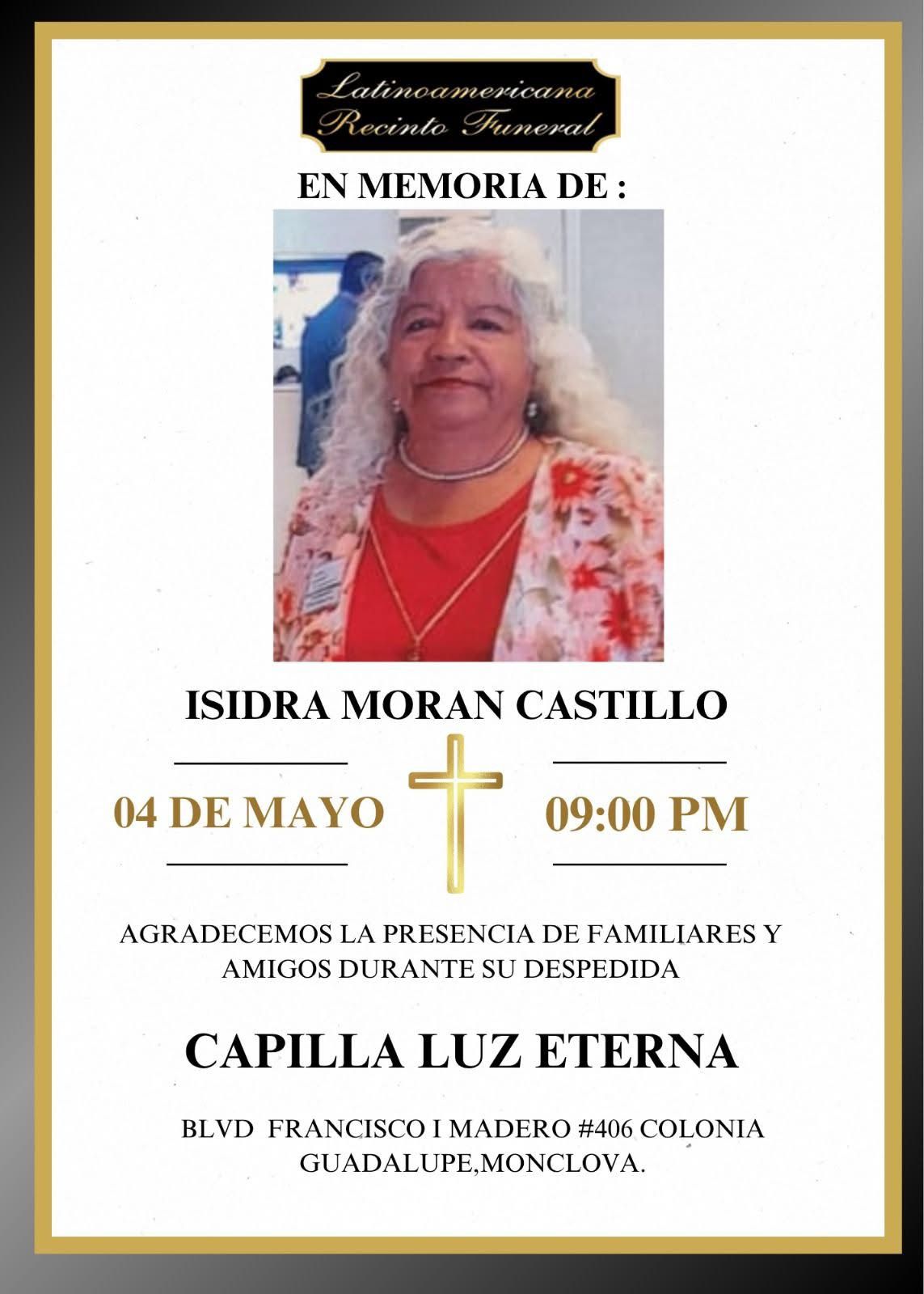 “Solo es un hasta luego”: despiden a Isidra Morán