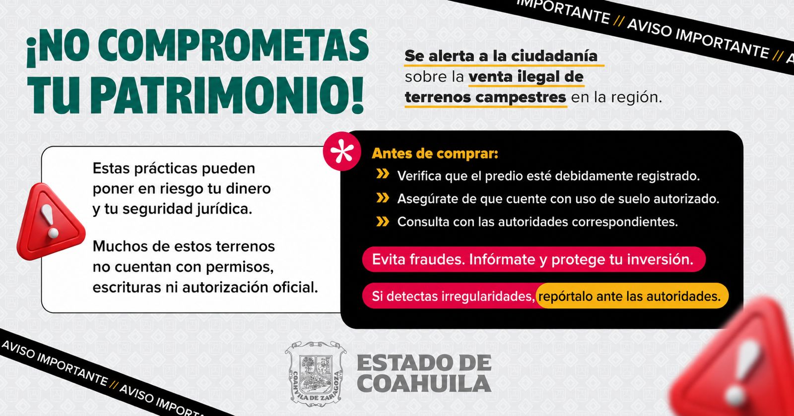 ADVIERTEN RIESGOS CON TERRENOS IRREGULARES