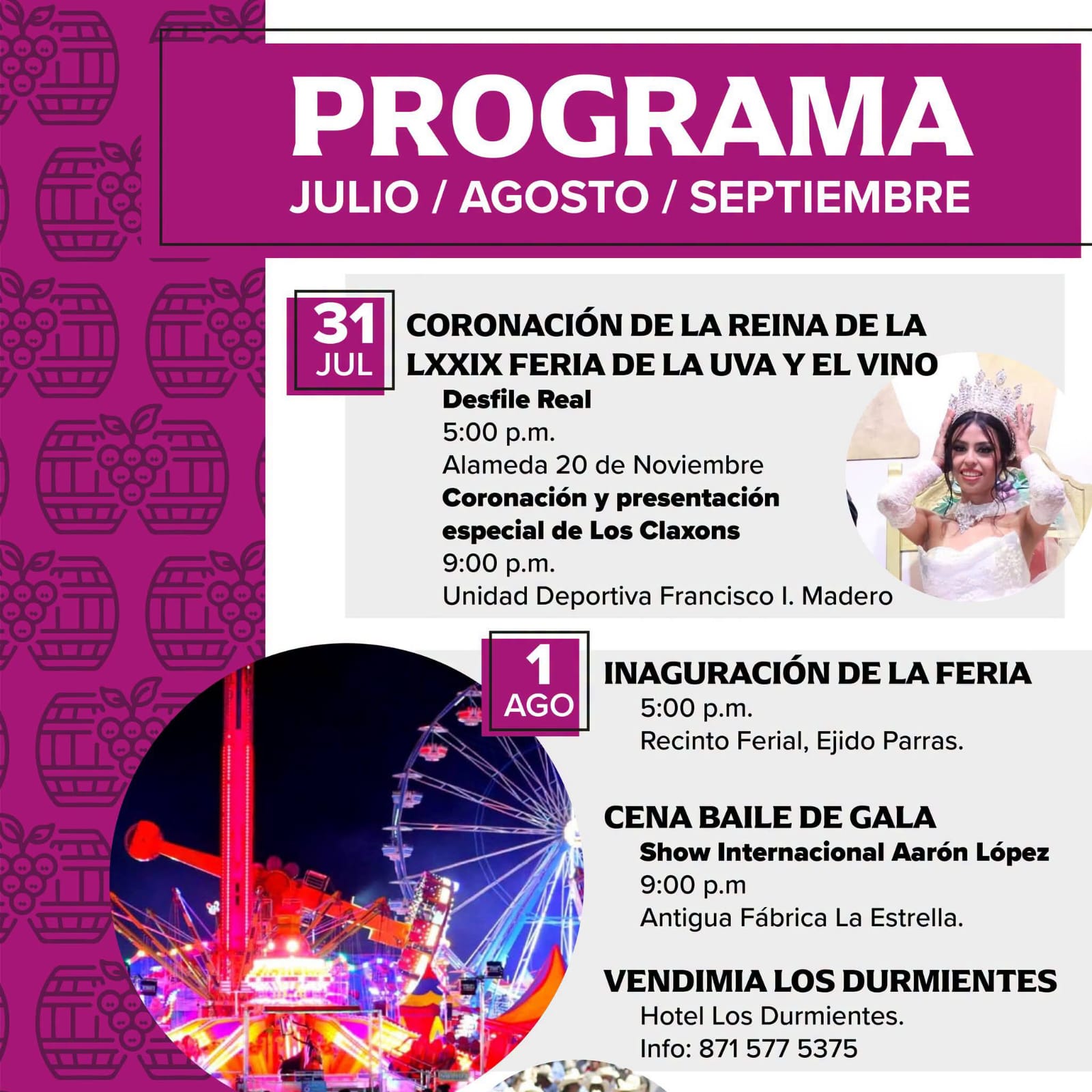 Presenta Parras su agenda con ferias, vendimias y fiesta