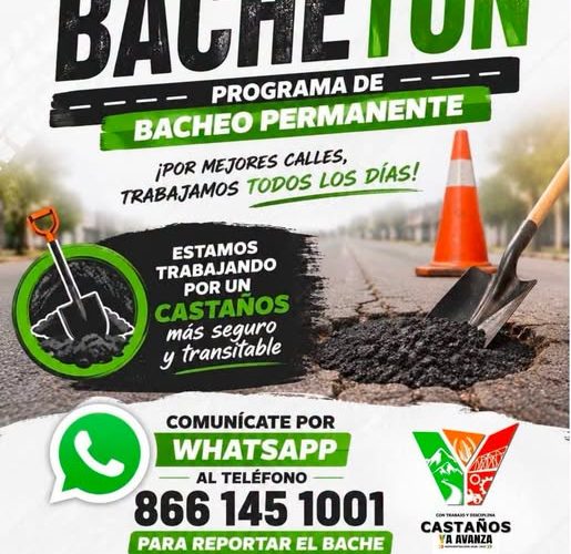Yesica Sifuentes atiende baches en Castaños