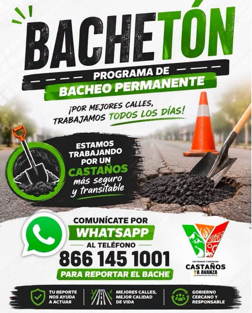 Yesica Sifuentes atiende baches en Castaños