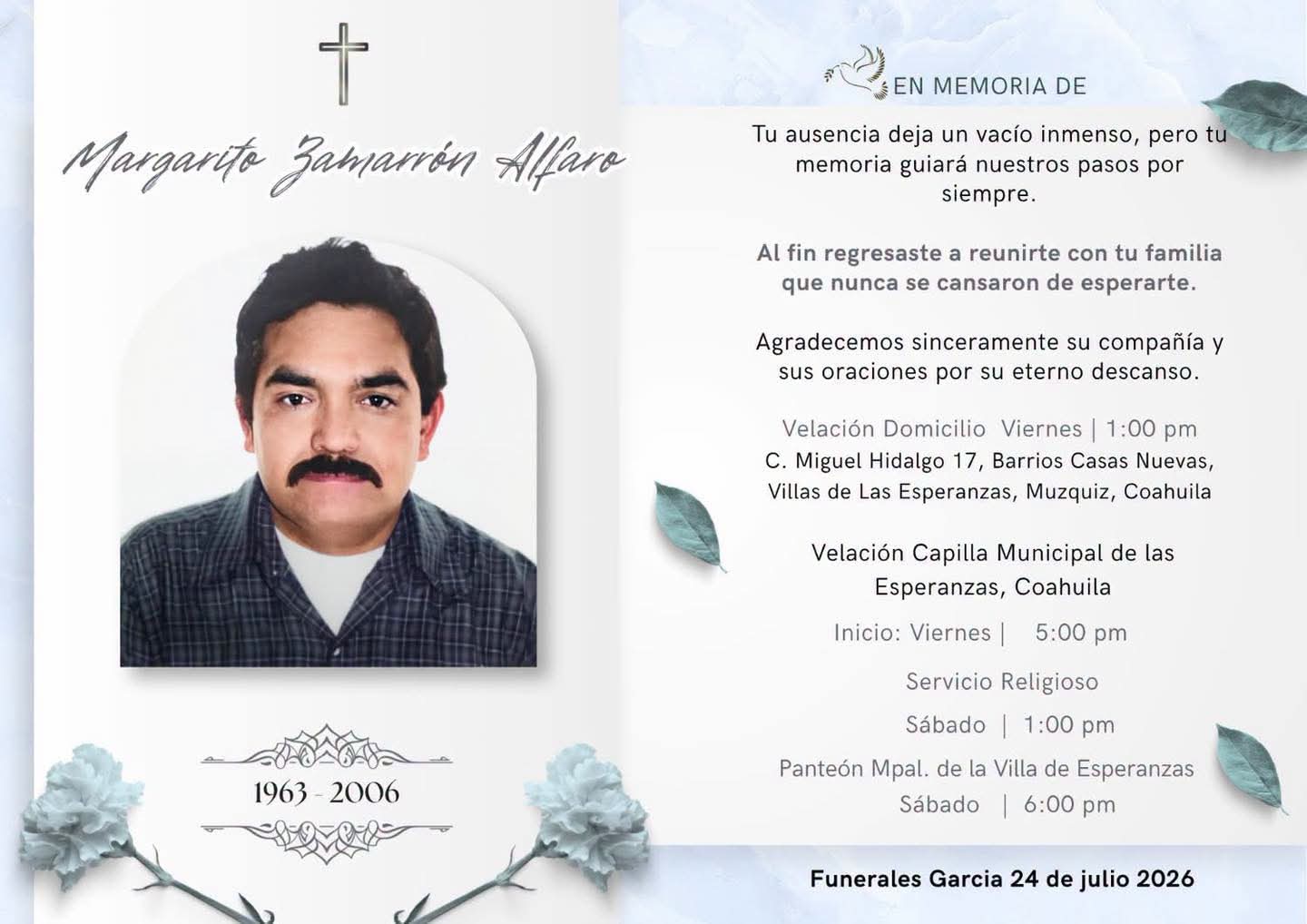Sepultan al minero 28 de Pasta de Conchos