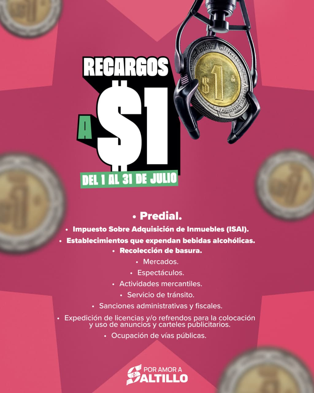 Por concluir recargos de a peso en el predial