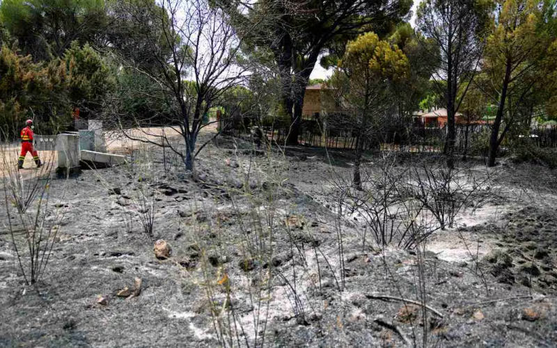 Evacúan población por incendio forestal cerca de Madrid