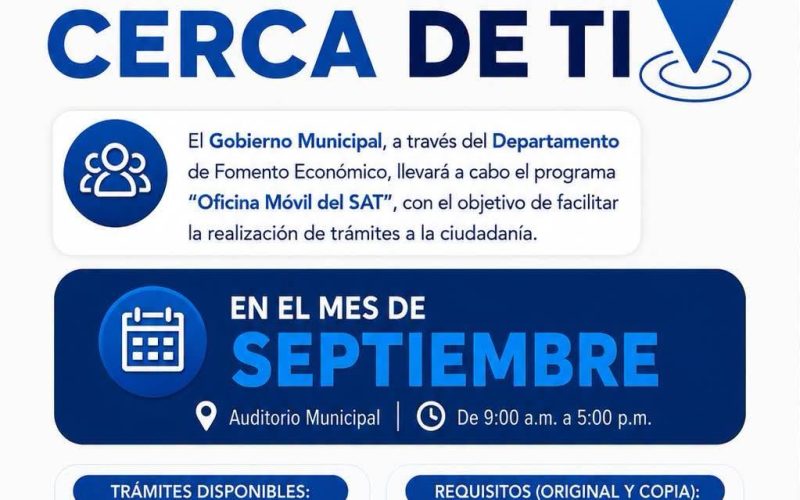 SAT llevará Oficina Móvil a Cuatro Ciénegas