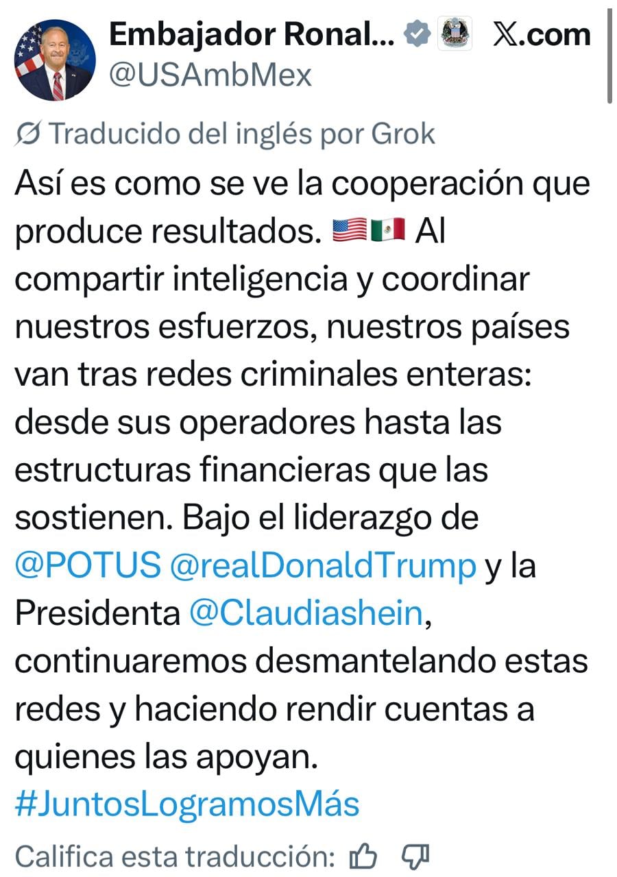 “Desmantelar a narcos, es proteger la soberanía”: EU