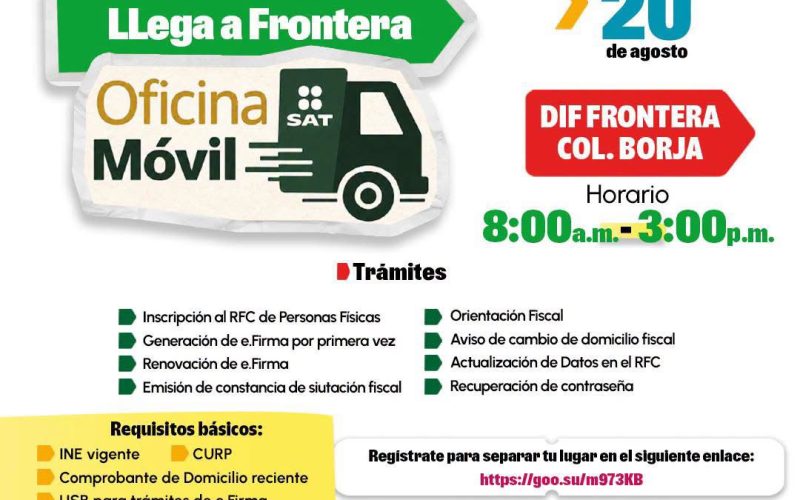 Oficina móvil brindará servicios del SAT e INE
