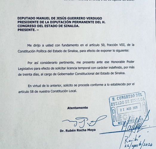 SOLICITA ROCHA MOYA NUEVAMENTE LICENCIA