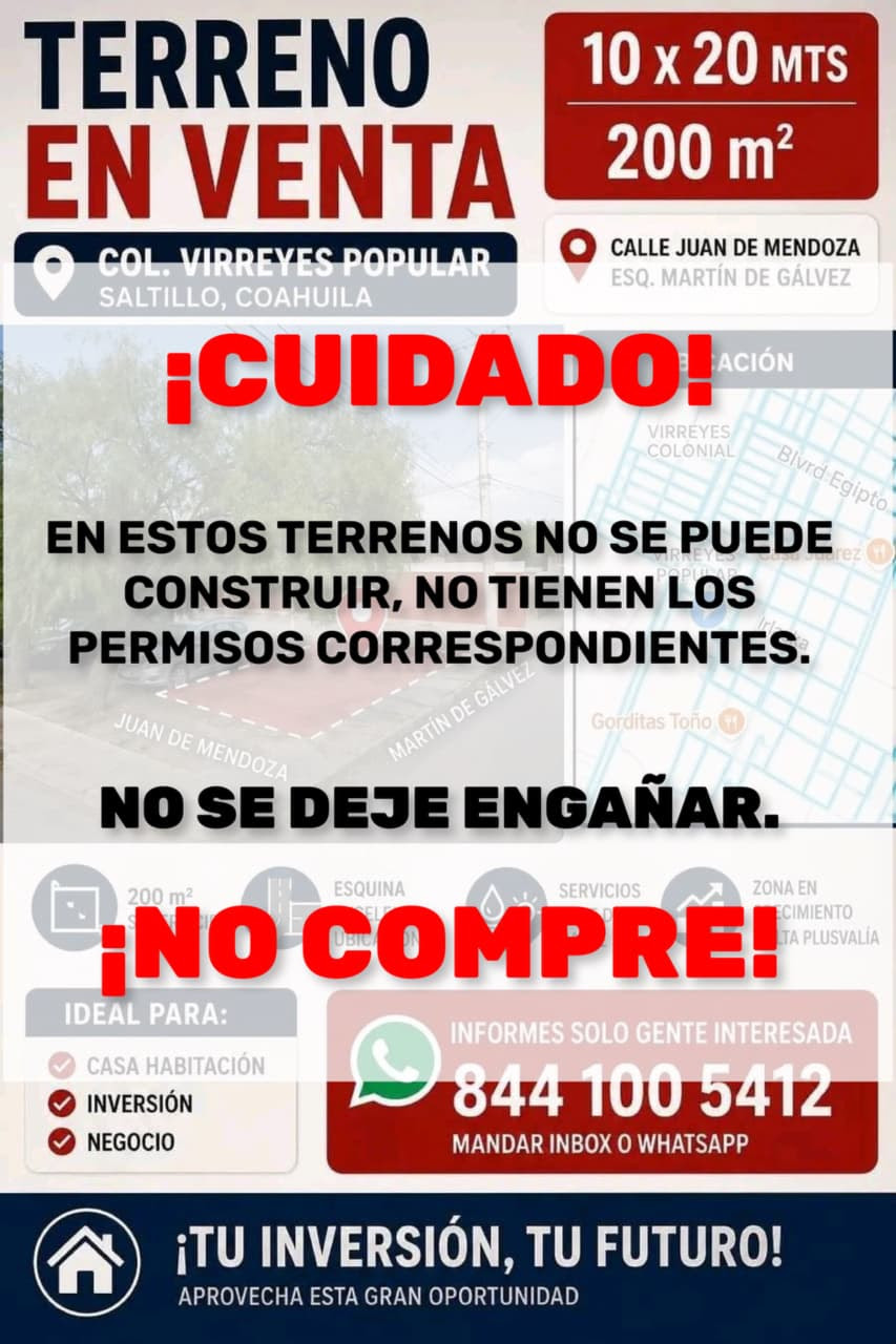 Alertan la venta ilegal de predio en Virreyes Popular