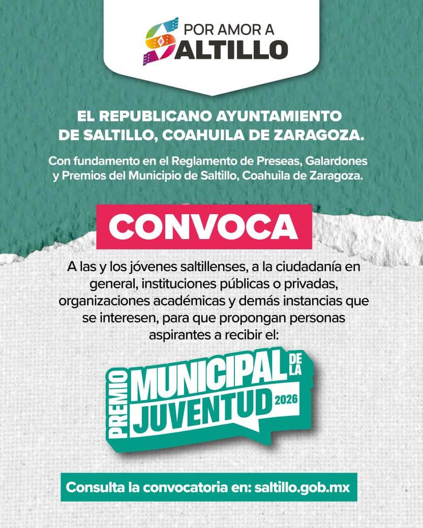 Continúa vigente convocatoria al Premio Municipal de la Juventud