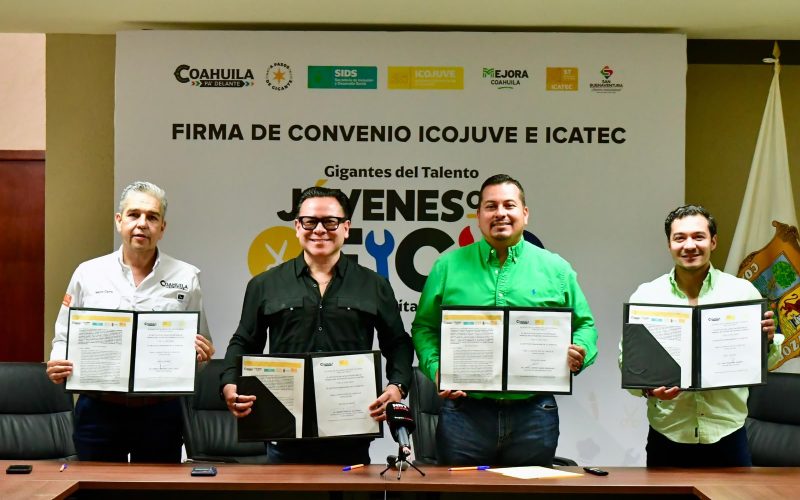 FIRMAN ICOJUVE E ICATEC CONVENIO PARA IMPULSAR A LAS JUVENTUDES DE COAHUILA