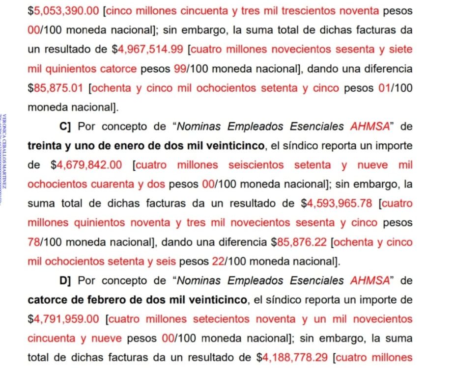 Juzgado detecta al Síndico inconsistencias por 857 mil