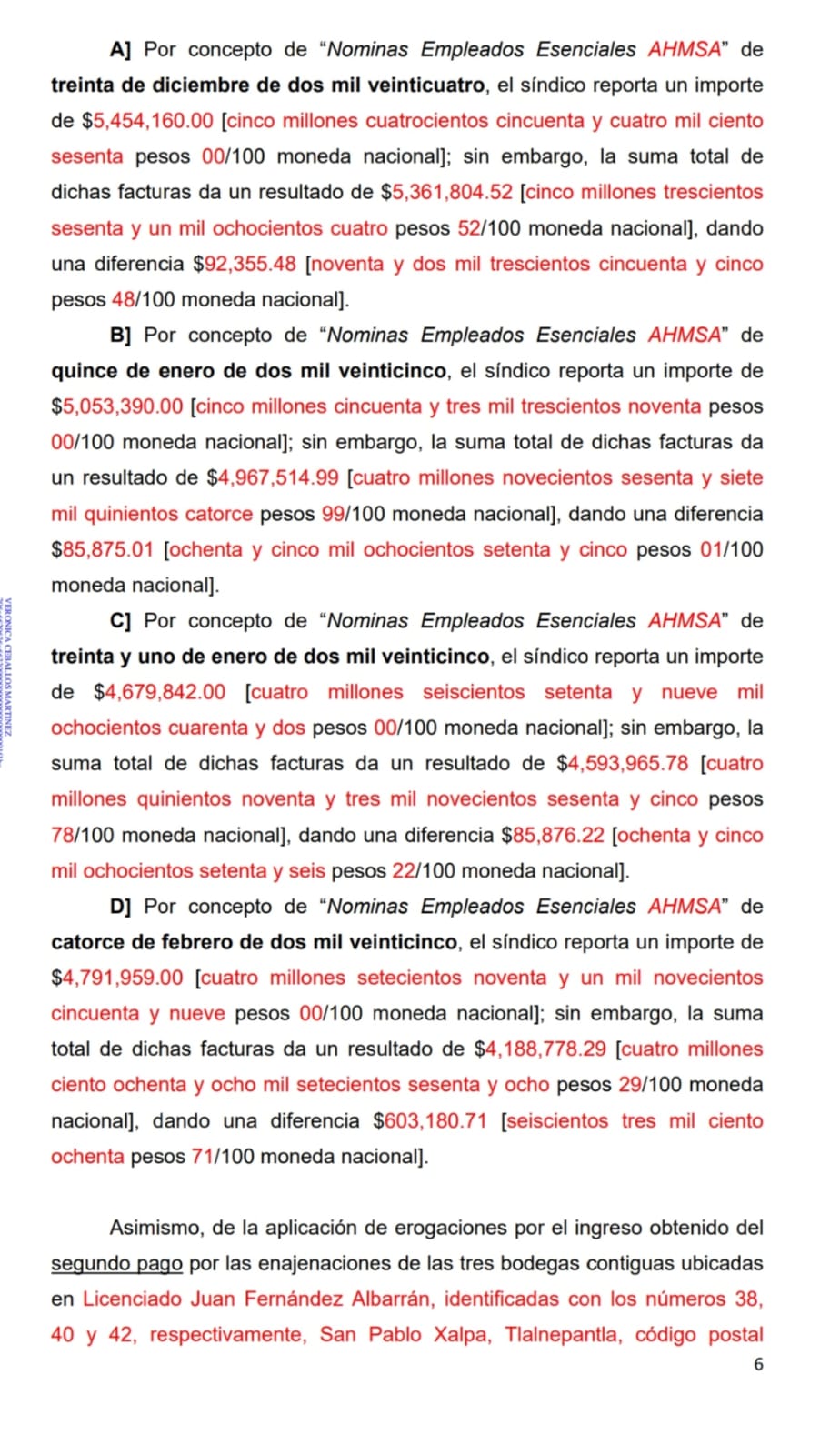 Juzgado detecta al Síndico inconsistencias por 857 mil