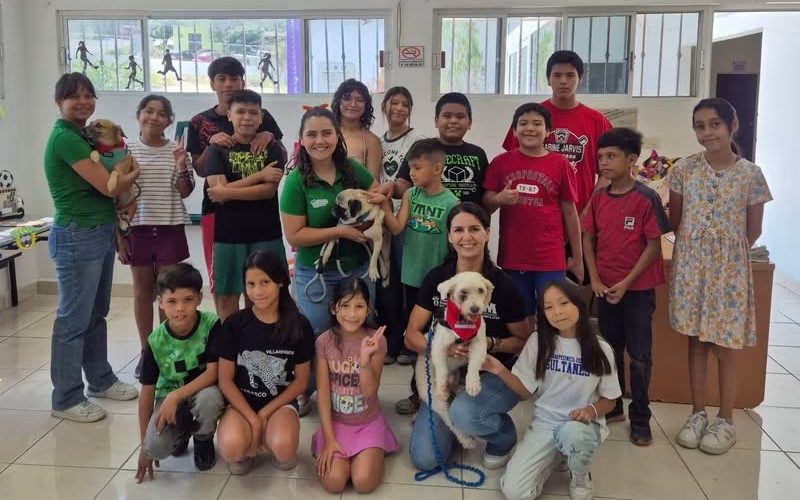 Enseñan a niños a cuidar mascotas con perritos rescatados