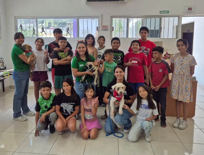 Enseñan a niños a cuidar mascotas con perritos rescatados