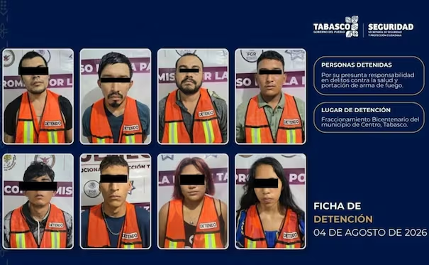Cae grupo arm*do vinculado a ejecuciones y quema de comercios en Tabasco; les aseguran dr*gas, «ponchallantas» y bombas molotov