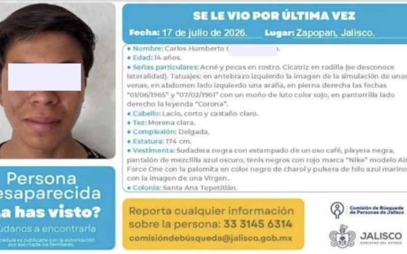 Encuentran a uno de los cinco adolescentes desaparecidos en Jalisco, fue reclutado en Michoacán
