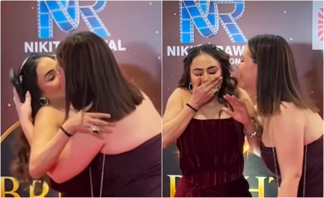 Nikita Rawal y el beso no consensuado que recibió de una fan que está dando vuelta al mundo