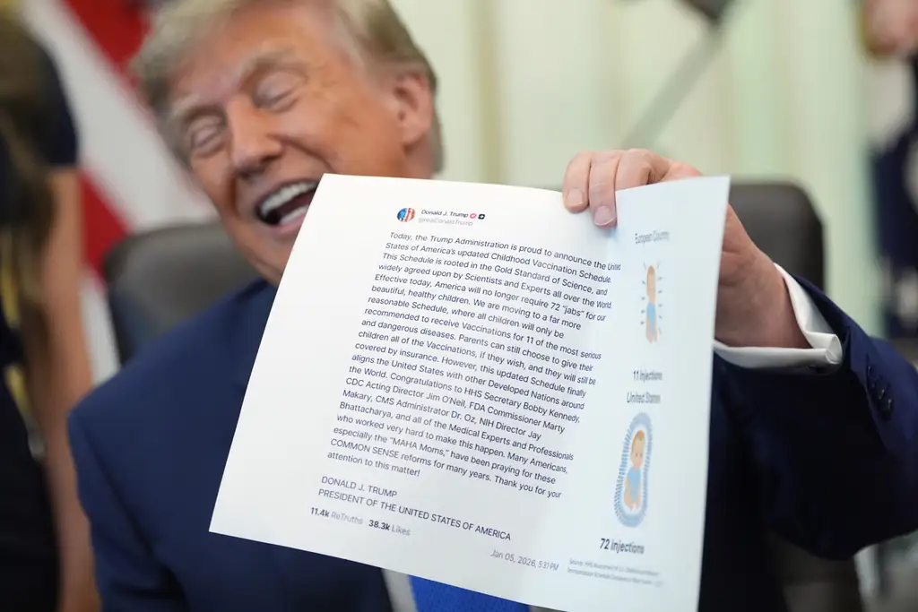 Trump reduce de 18 a 11 las vacunas infantiles recomendadas para todos los niños en EU