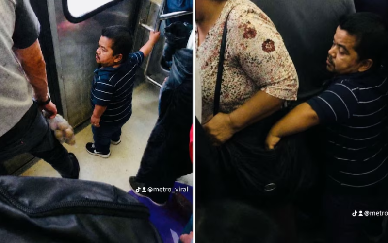 Captan a hombre de talla baja presuntamente robando en el Metro CDMX