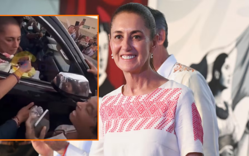 Mujer intercepta camioneta de Claudia Sheinbaum y la encara agresivamente en Tamaulipas