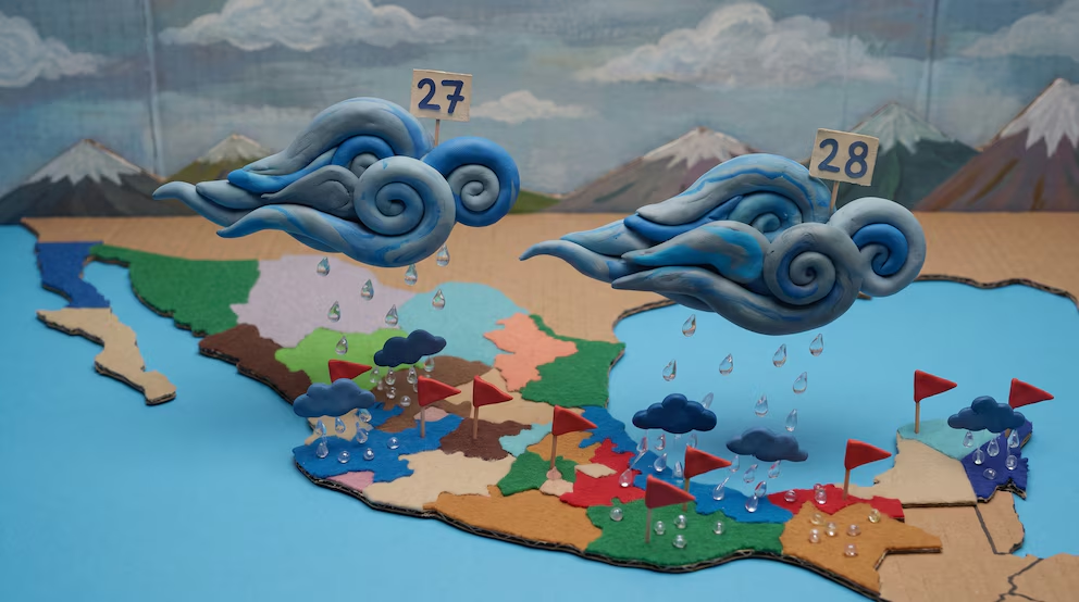 Ondas tropicales 27 y 28 sobre el occidente y sureste de México provocarán lluvias intensas en 9 estados