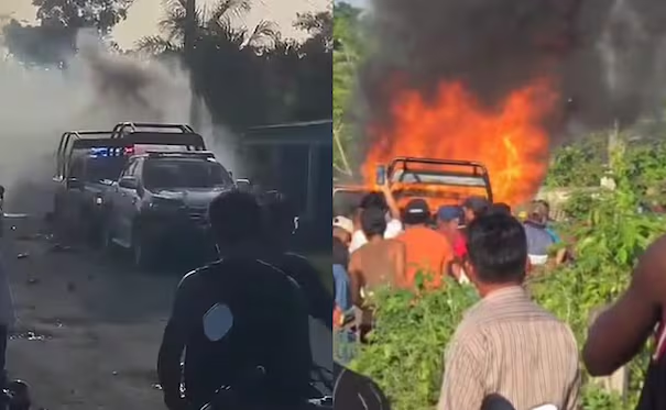 Queman patrullas e instalaciones de la delegación municipal de Cárdenas, Tabasco; pobladores exigen esclarecer muert* de motociclista