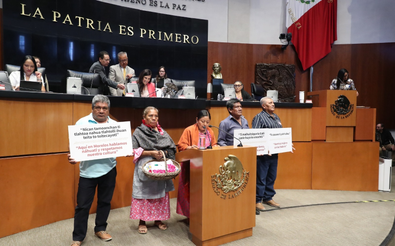 Hablante de lengua náhuatl destaca riqueza artística y culinaria de Xoxocotla, Morelos, ante la Comisión Permanente