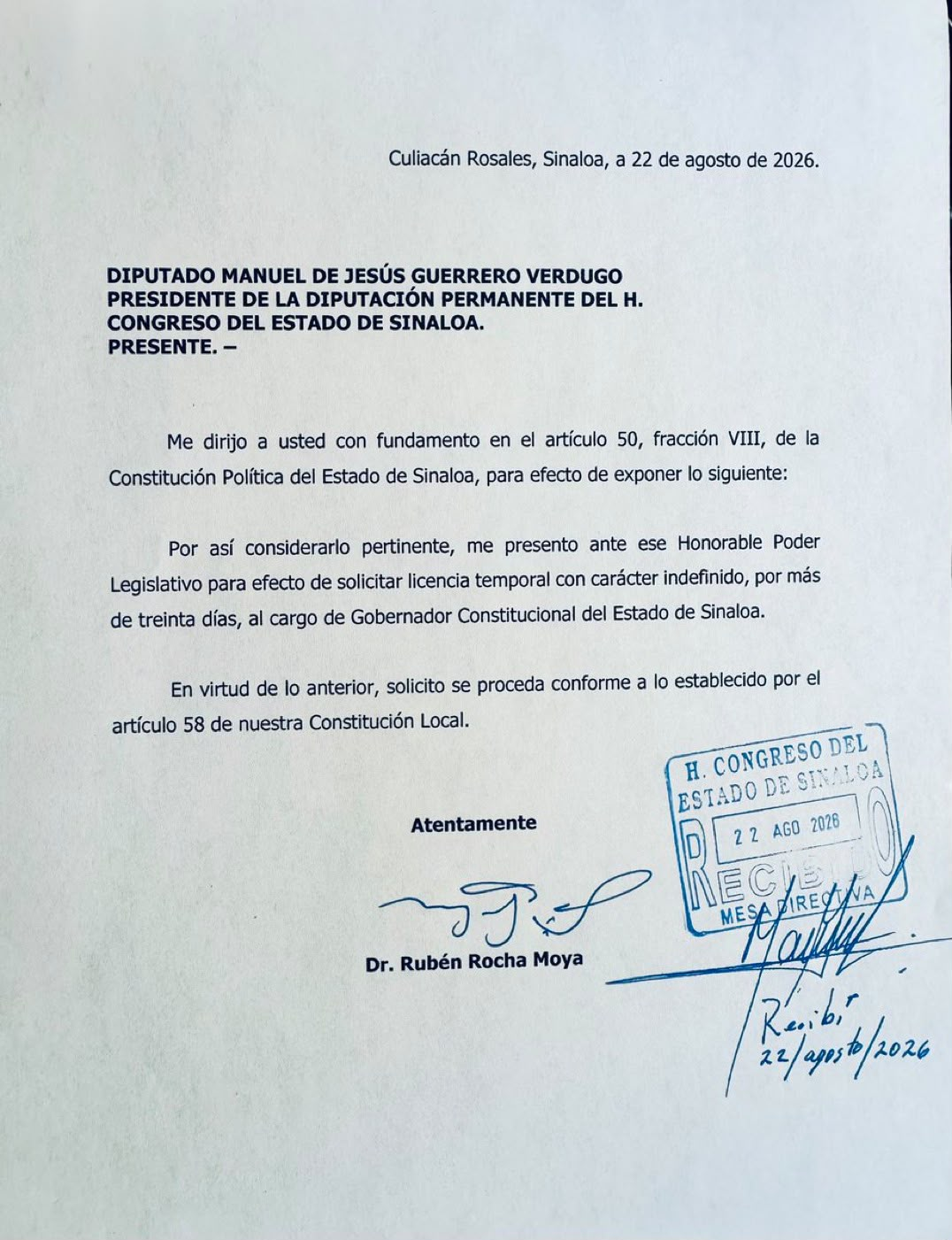 VUELVE ROCHA MOYA A SOLICITAR LICENCIA